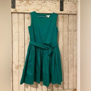Emerald Green J. Crew Polished Cotton Dress